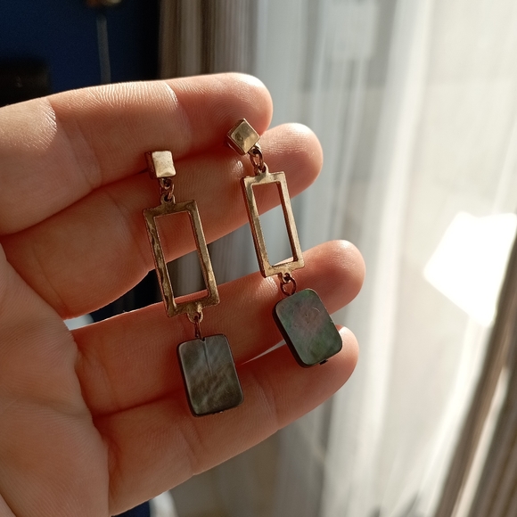 Gold Paua Shell Earrings - Picture 3 of 7